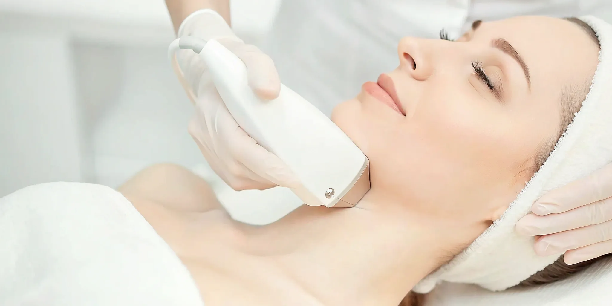 Close-up of chin laser hair removal.