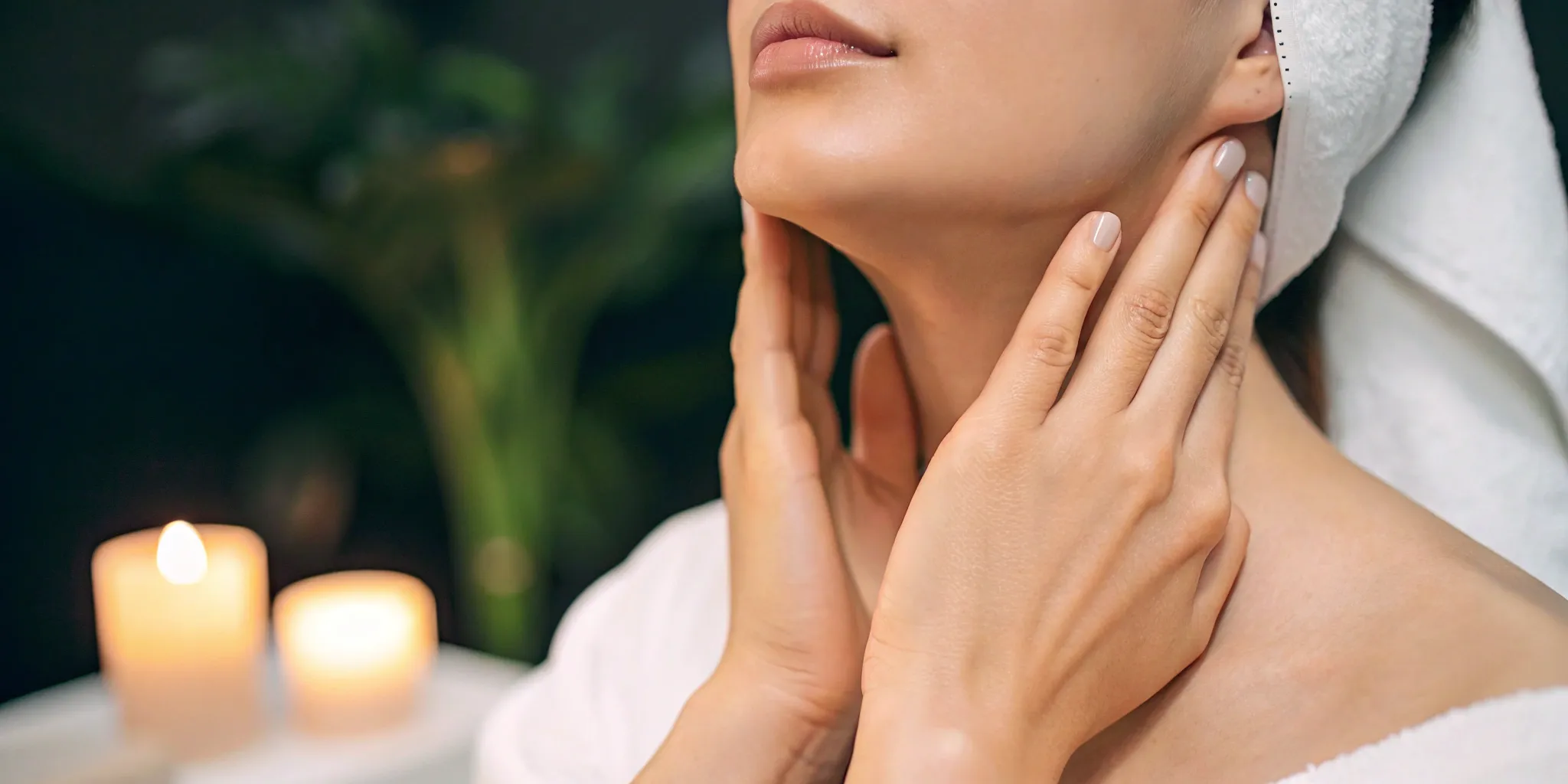 Woman happy with her smooth chin after a laser hair removal treatment near her.