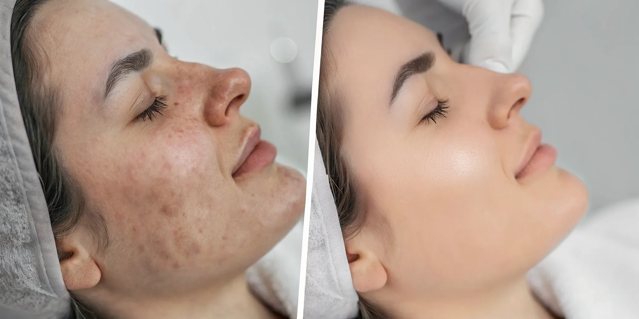 Microneedling before and after: improved skin texture.