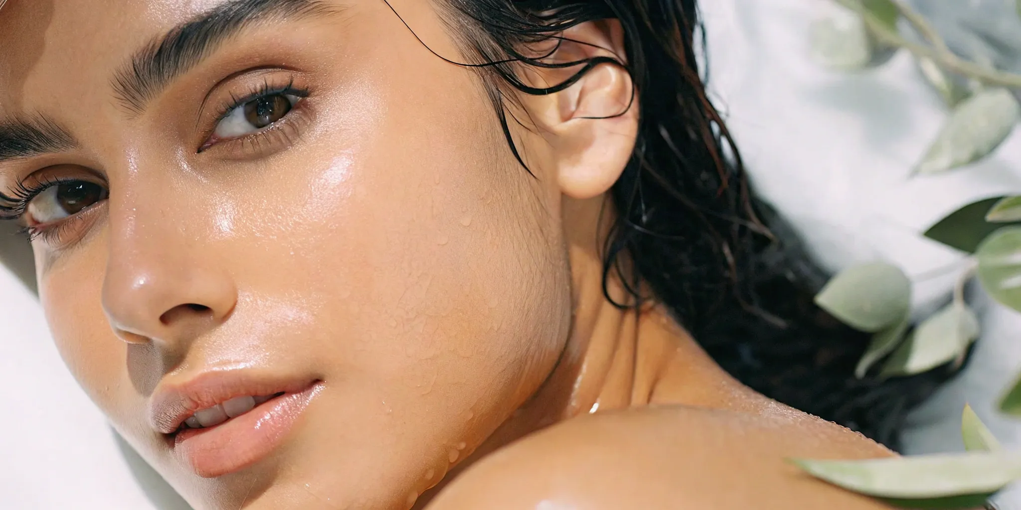 A close-up of skin showing a smoother texture and glow after microneedling.