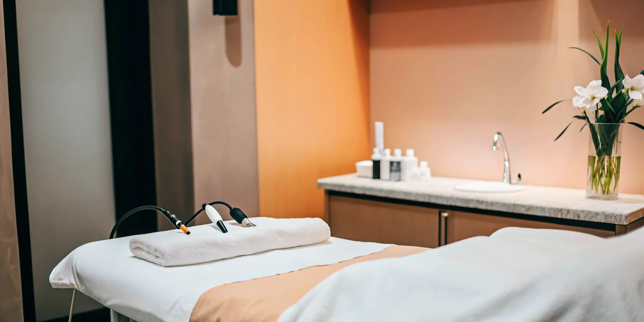 A microneedling device in a Dallas treatment room, a key factor in the procedure's cost.