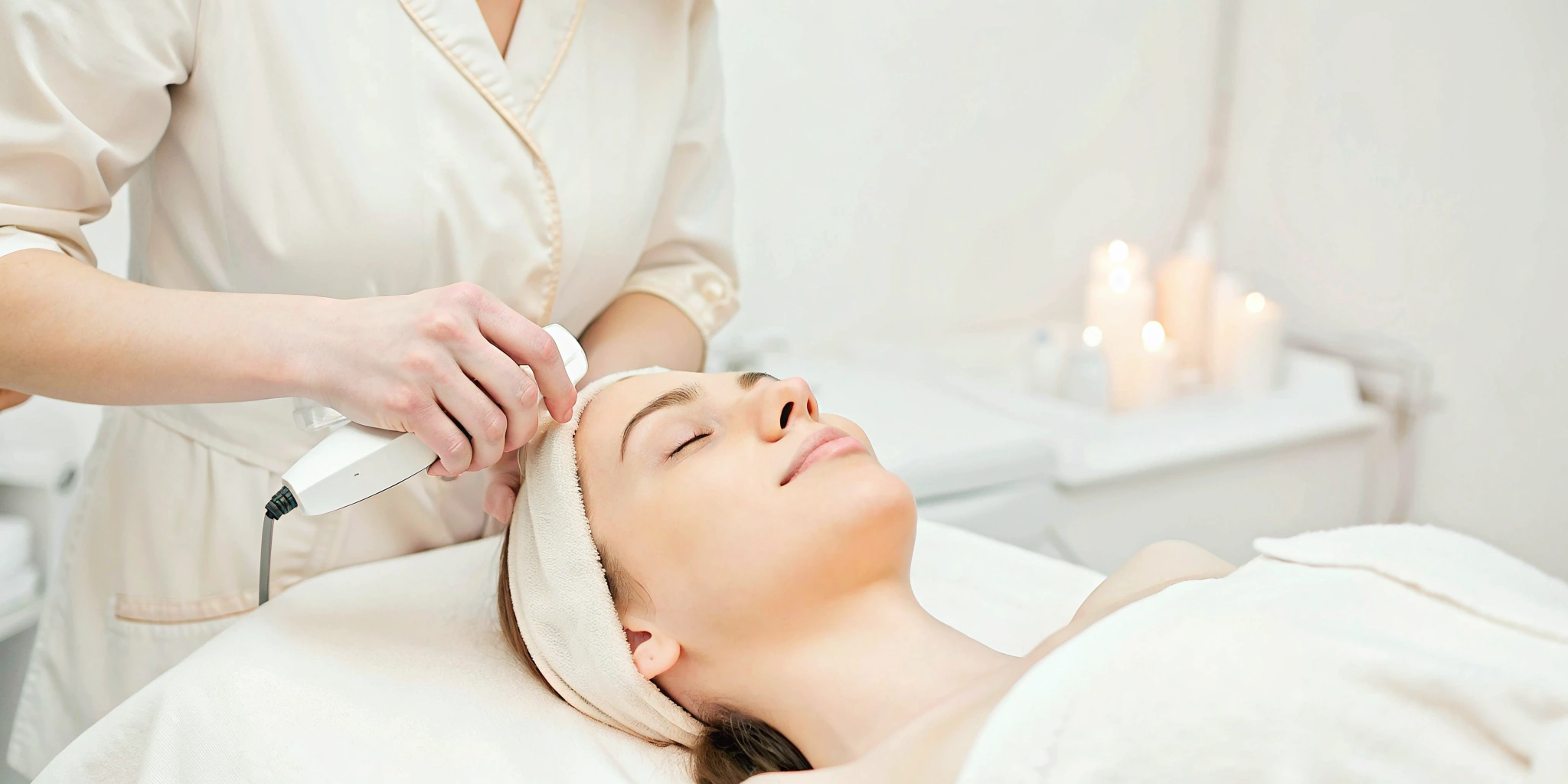 A woman getting a photofacial in Richardson to treat sun damage and redness.