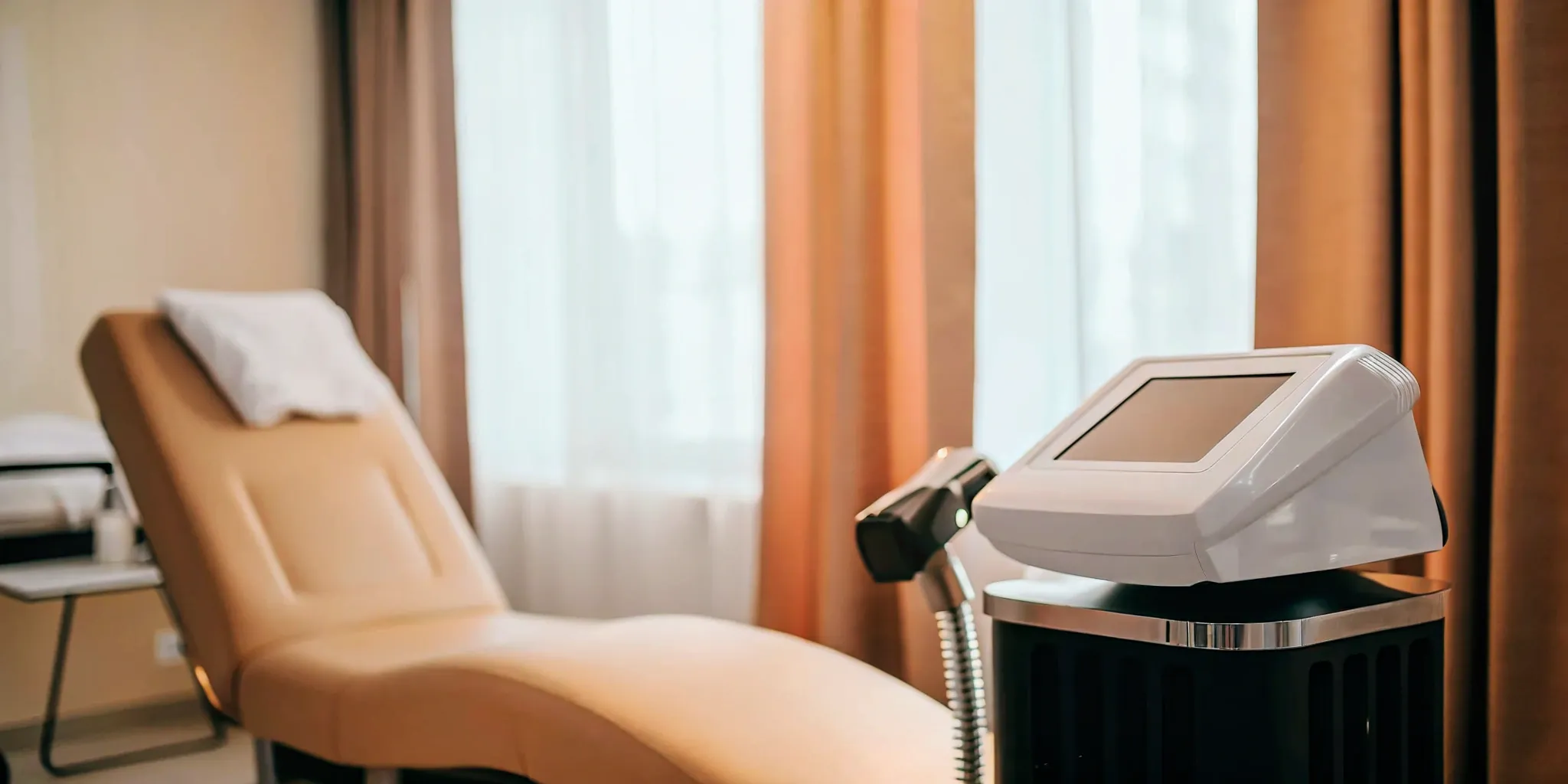 A professional laser hair removal machine in a clinic for long-lasting hair removal results.