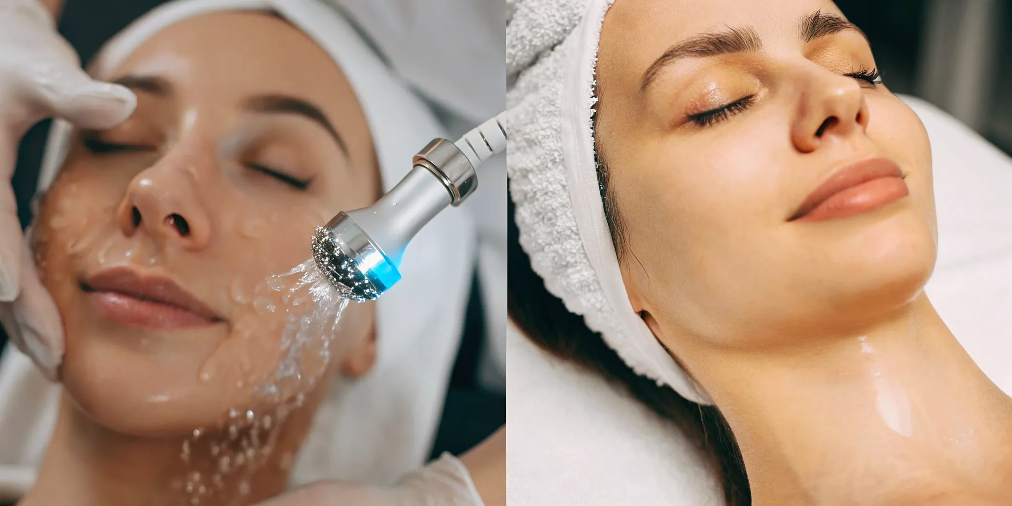 A side-by-side comparison of HydraFacial vs microdermabrasion treatments.