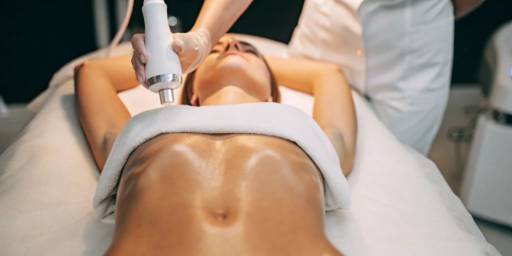 Laser hair removal treatment on a man's chest.