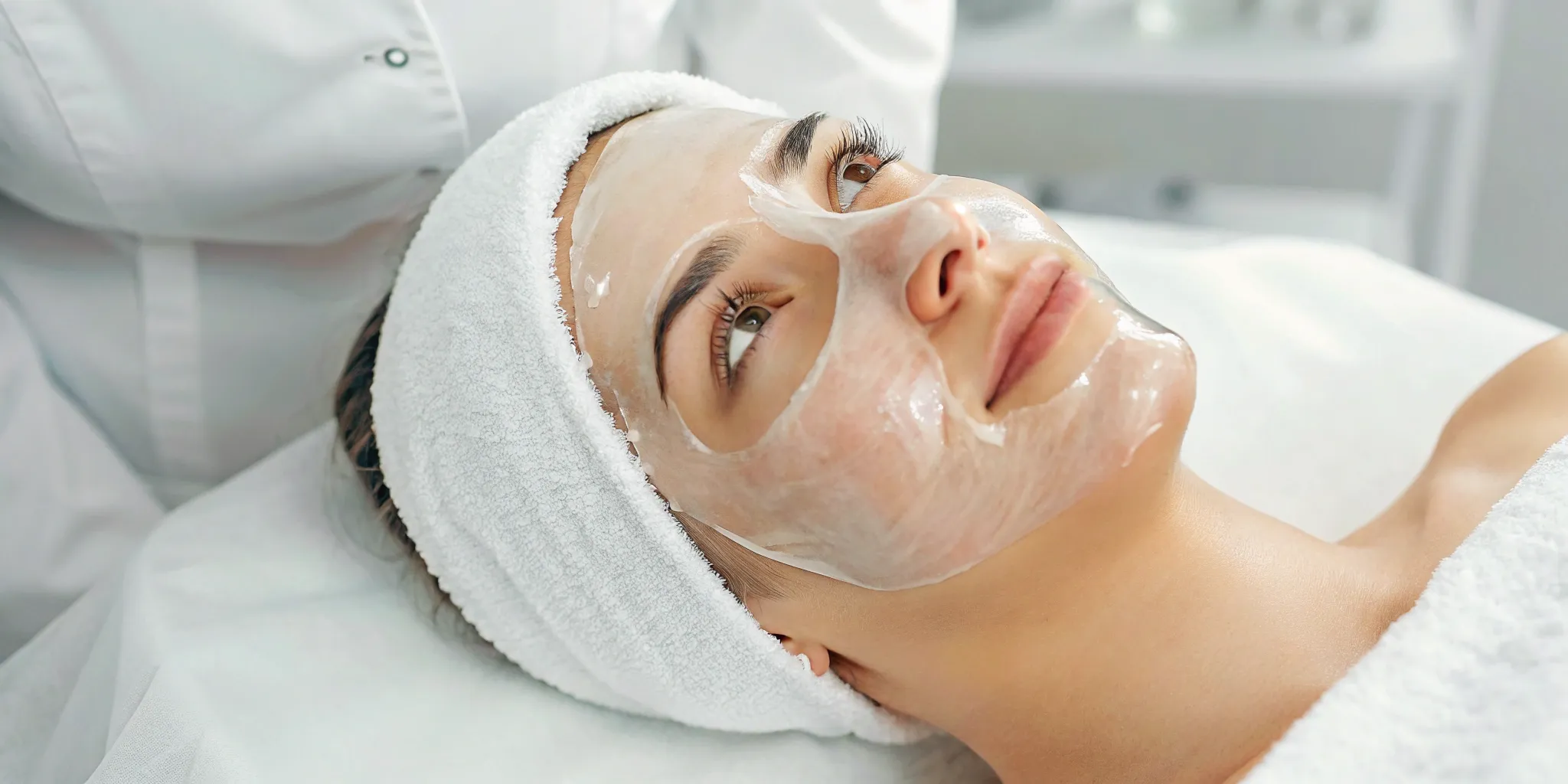 Safe chemical peel application by esthetician.