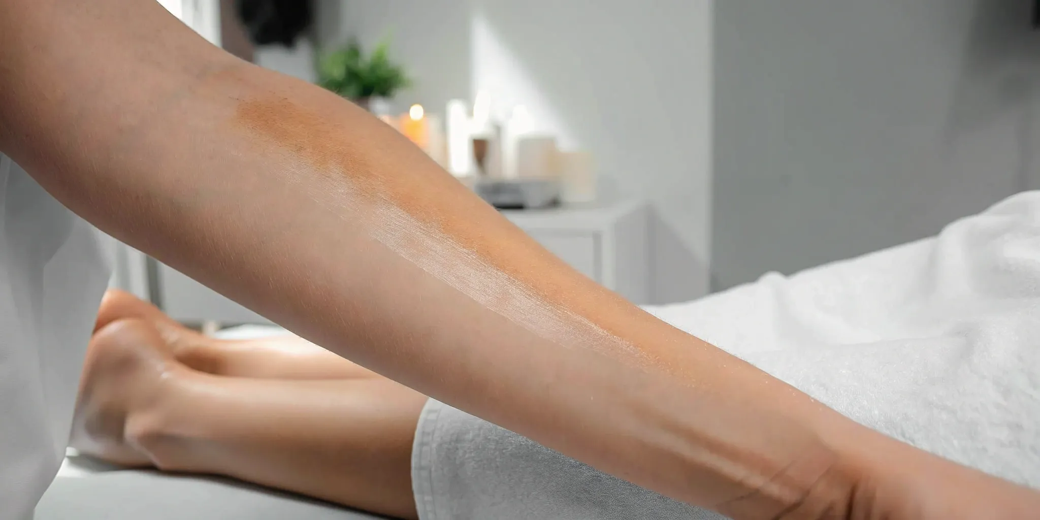 Tattoo removal process with cream applied to skin in Texas.