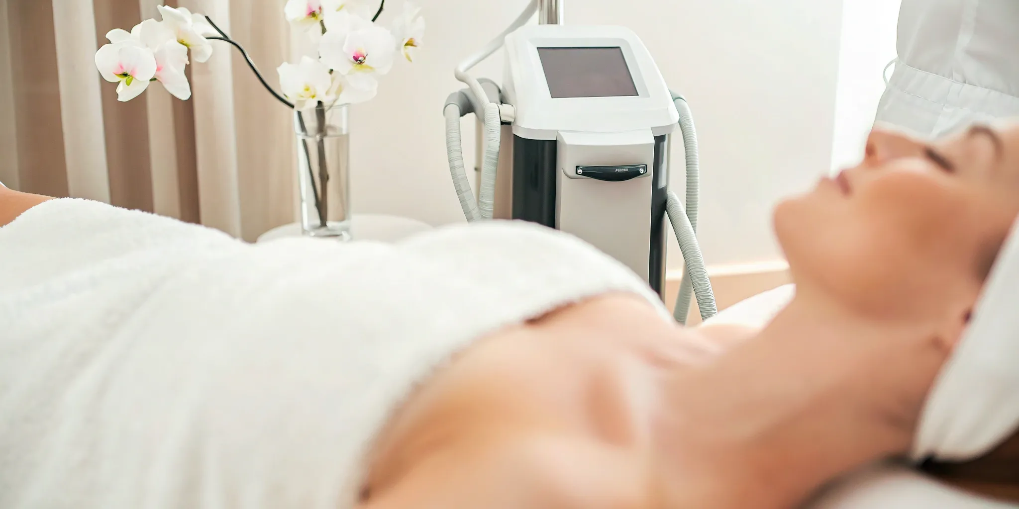 Woman getting painless laser hair removal with advanced technology at a clinic near me.