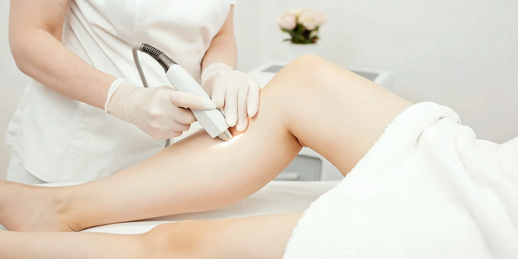 Laser tattoo removal on leg.