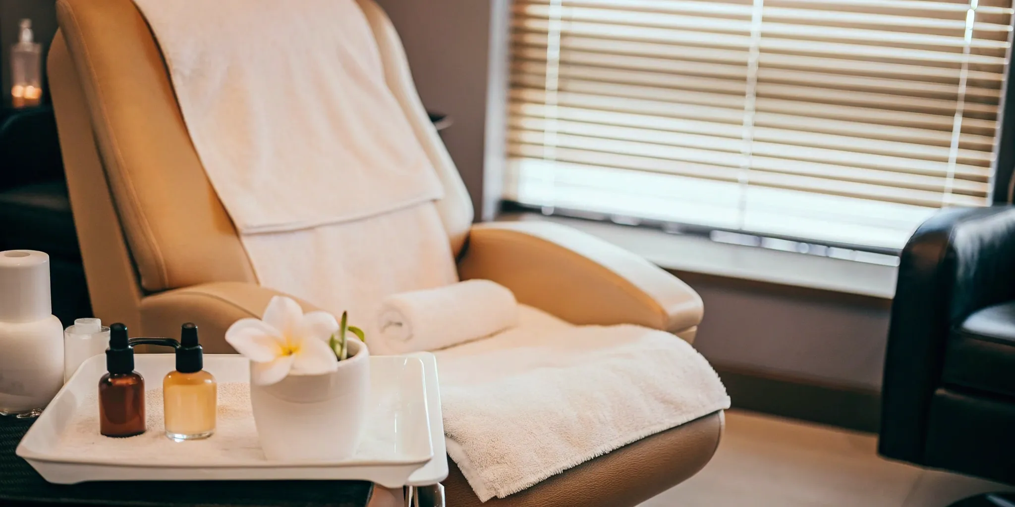 Medical spa room set up for a photofacial treatment to reduce rosacea redness.