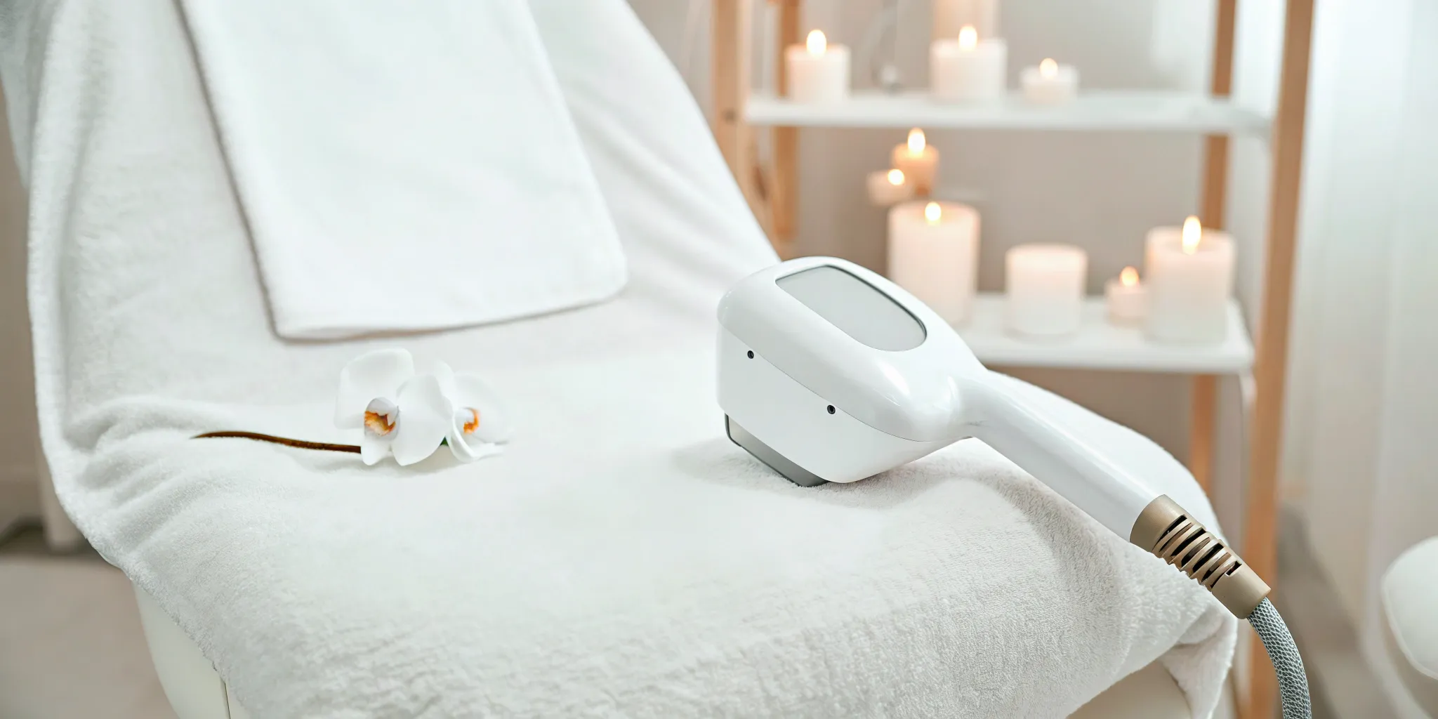 Professional laser device prepared for a safe hair removal treatment in a clean clinic.