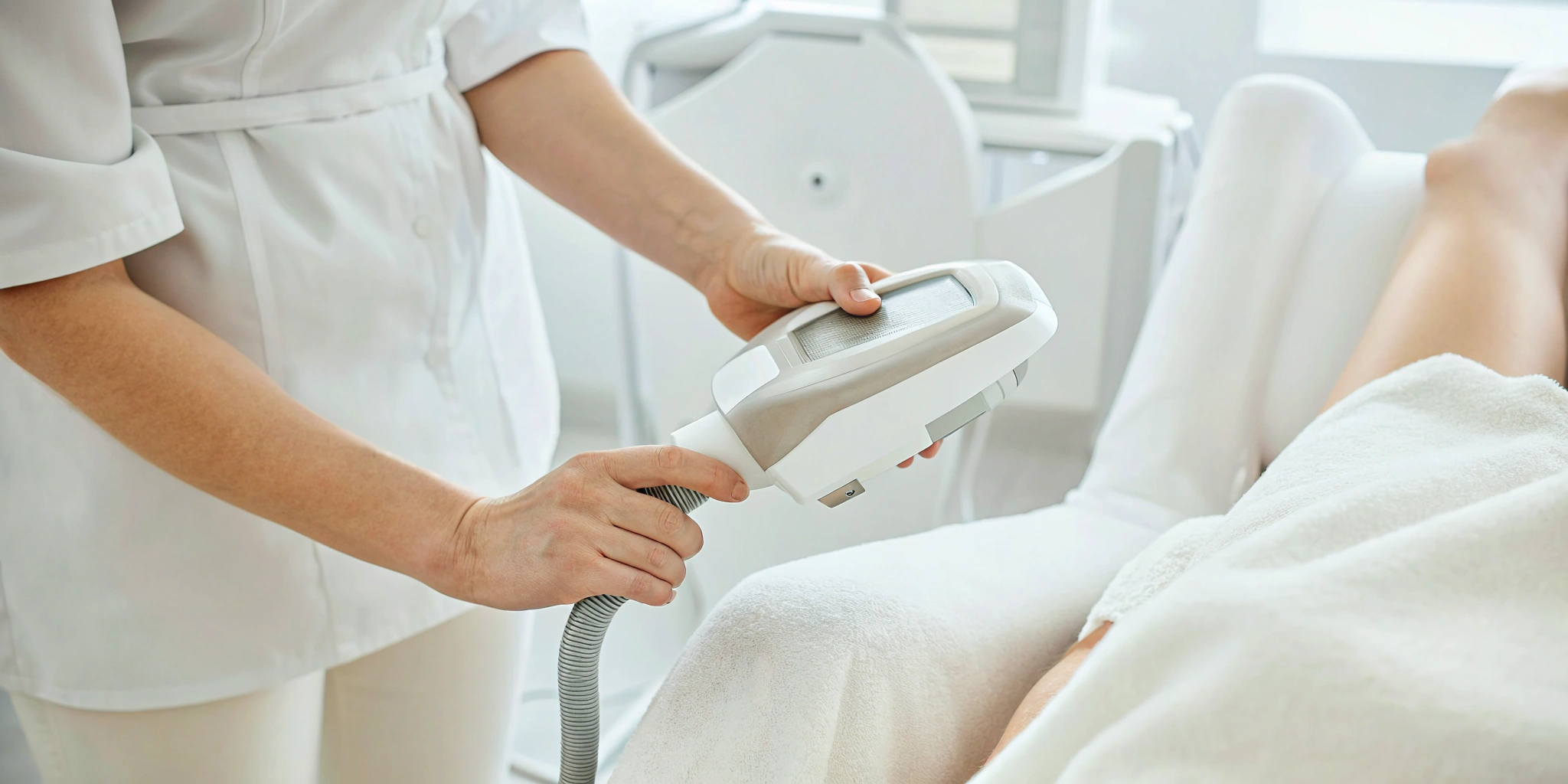 A client's laser hair removal session at a professional Dallas clinic.