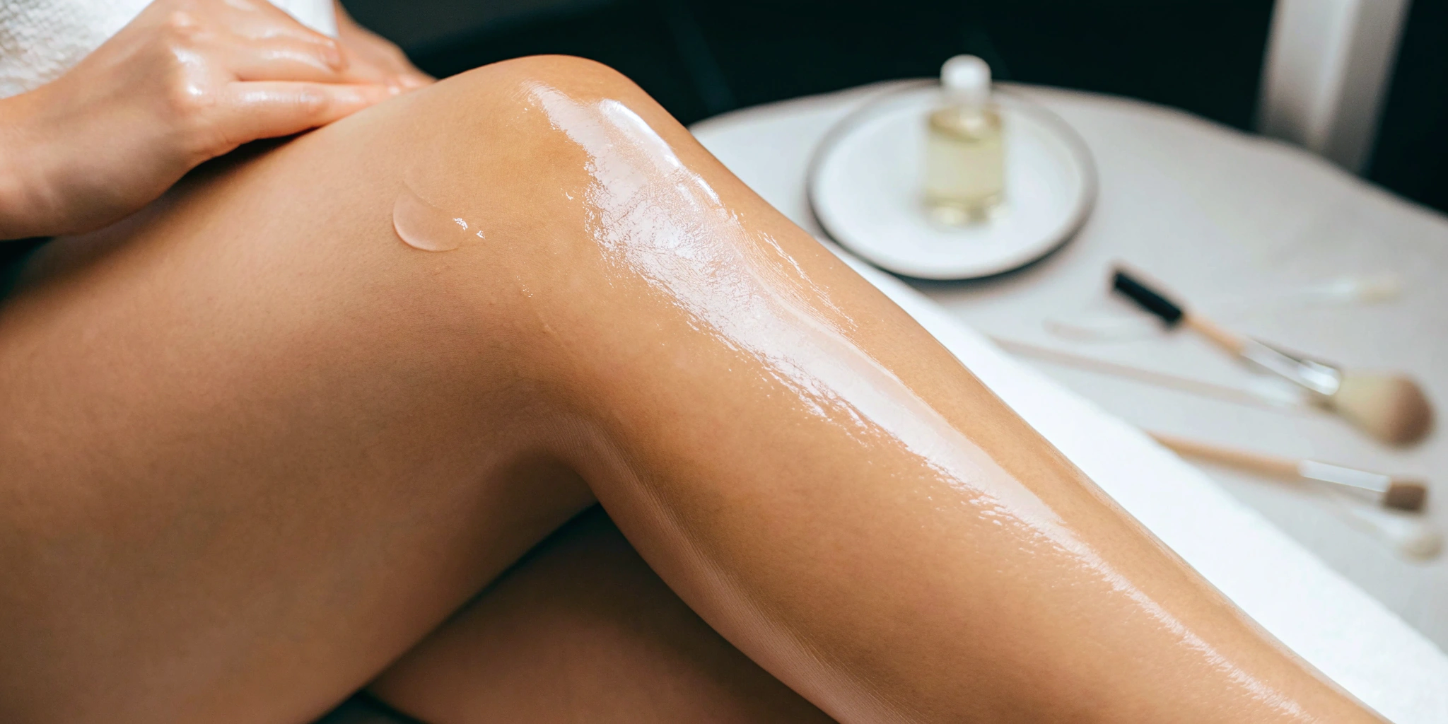 A leg with smooth, radiant skin after a VI Peel treatment in Frisco.