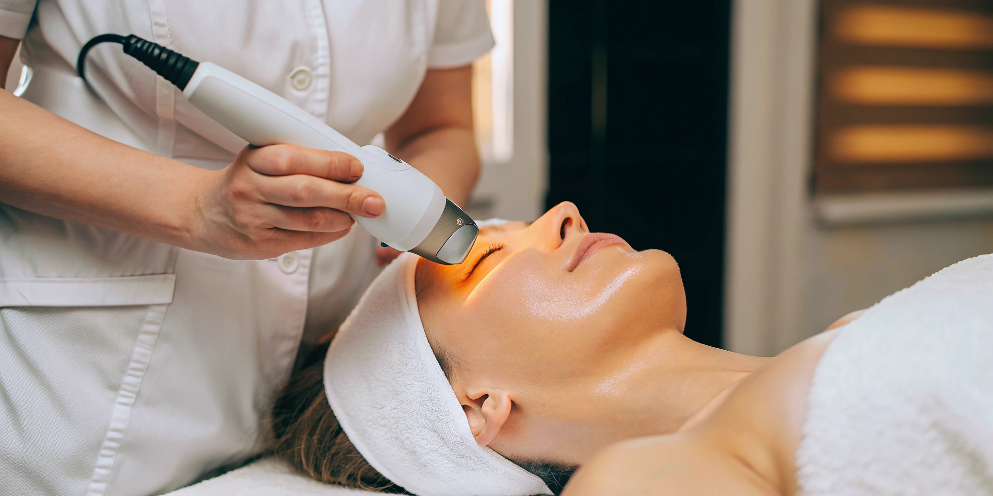 Photofacial IPL treatment targeting sun damage on a woman's face.