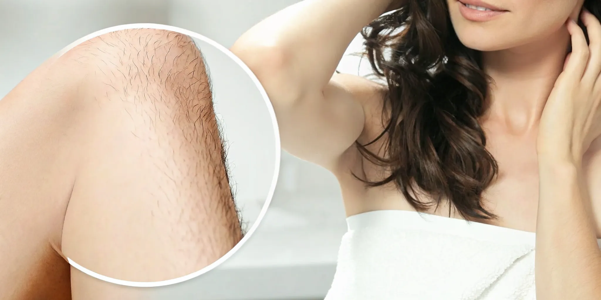 A woman's skin before and after laser hair removal helps stop ingrown hairs.