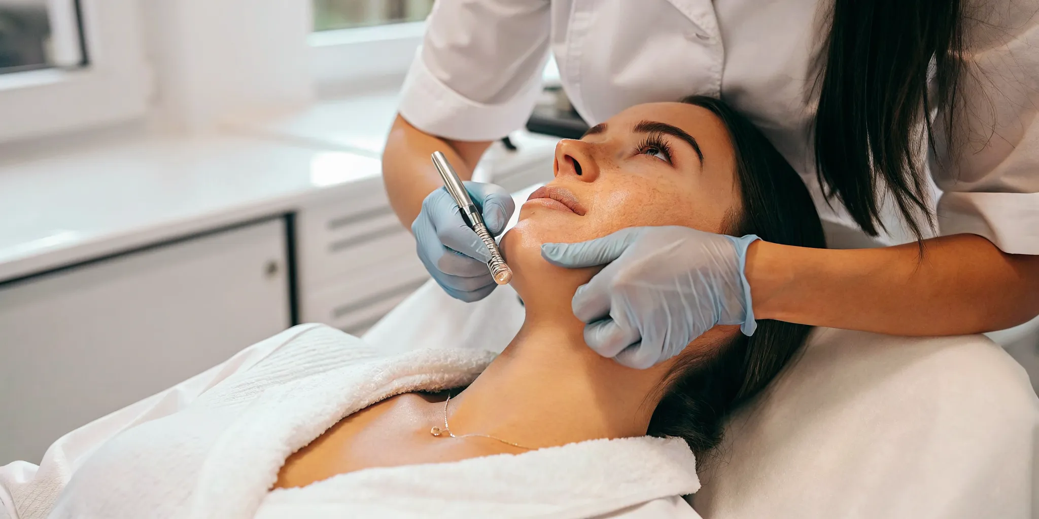 A professional microneedling treatment helping to fade acne scars.