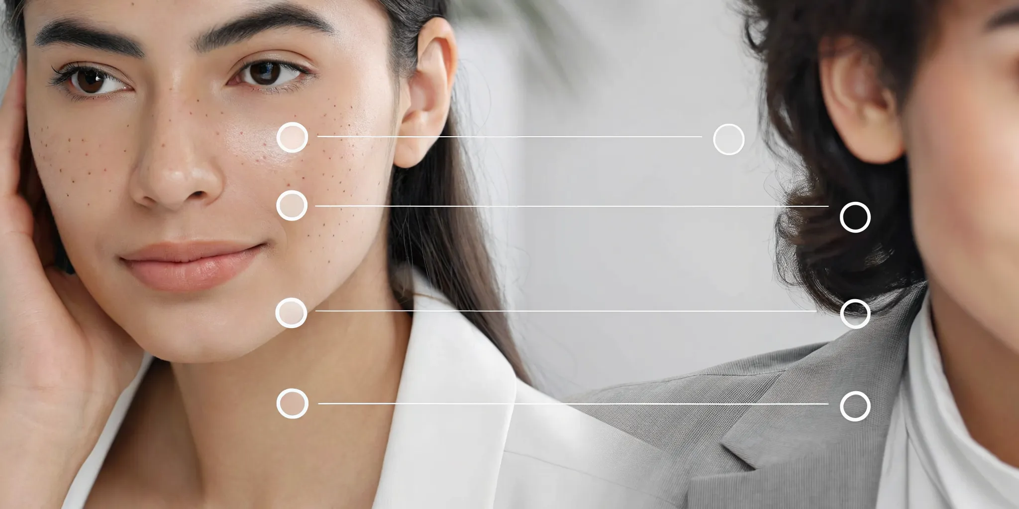 Smooth, clear skin on two faces showing the long-lasting results of microneedling.