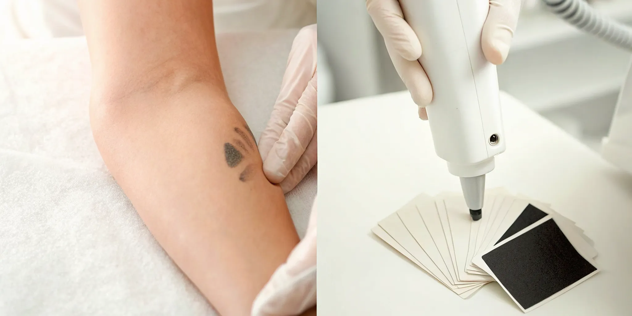 Technician performing laser tattoo removal, a service offered in cost-effective packages.