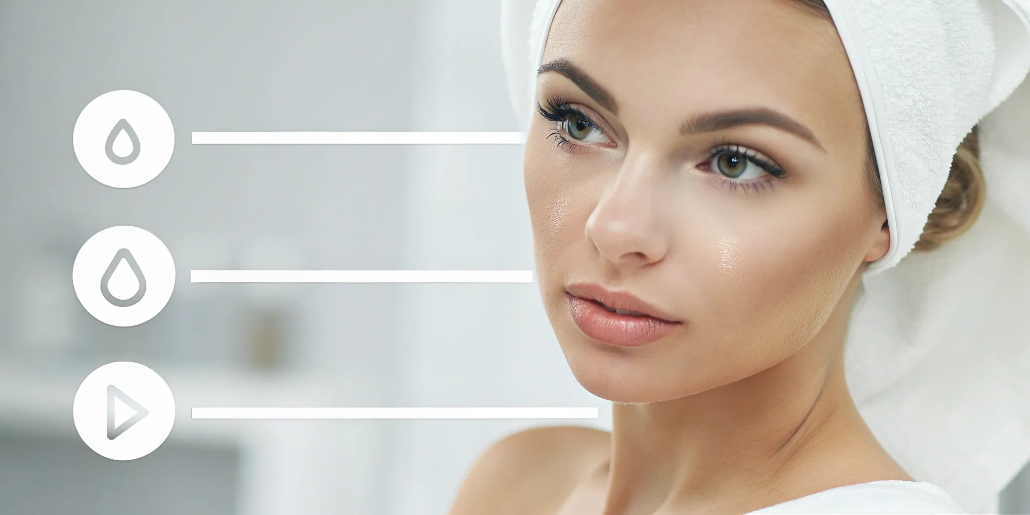 Woman with glowing skin after a VI Peel, with a timeline for when to safely wear makeup.