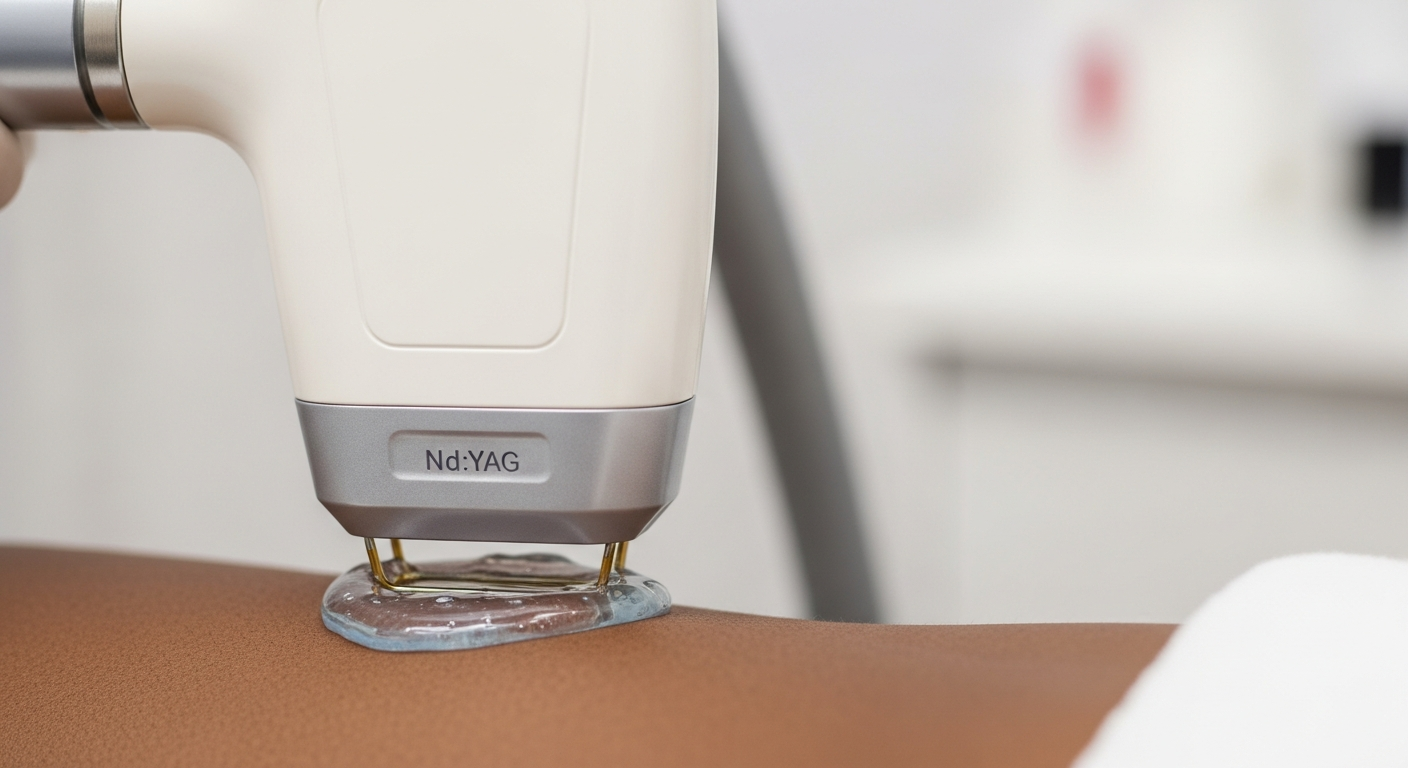 Nd:YAG laser device used for safe laser hair removal on dark skin
