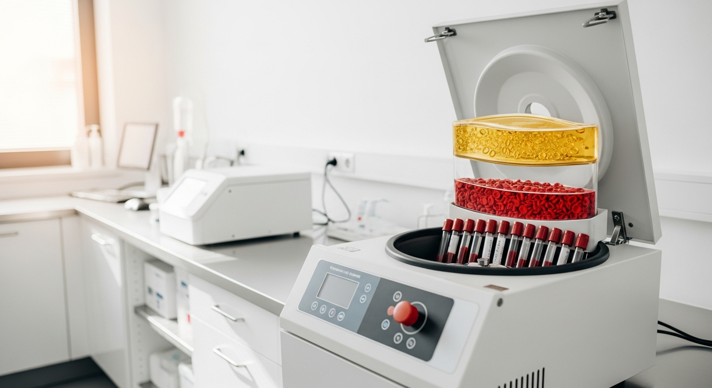 PRP platelet-rich plasma preparation in centrifuge for microneedling treatment