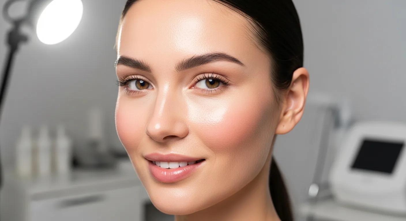 Woman with clear glowing skin after VI Peel treatment at Ultimate Image MedSpa