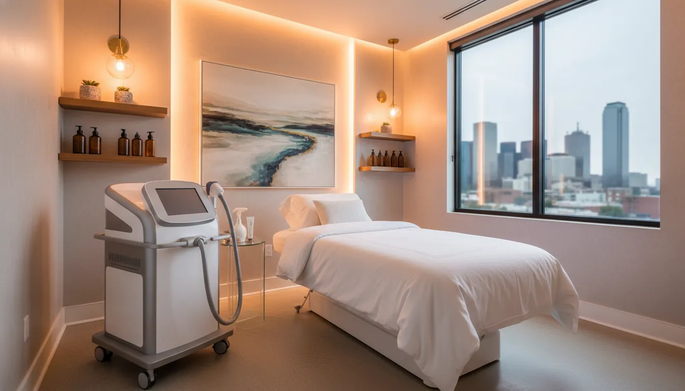 Modern med spa room for cellulite reduction treatments