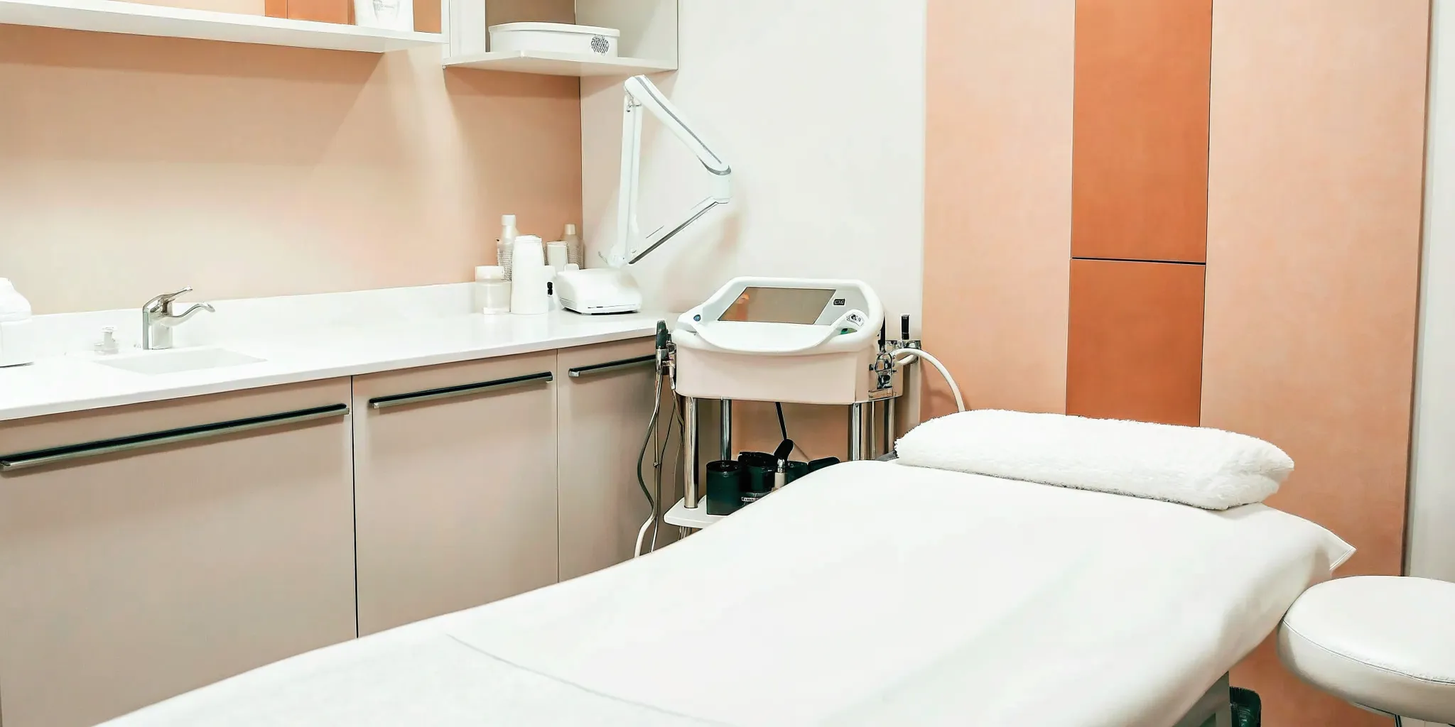 Clean private treatment room for Brazilian laser hair removal