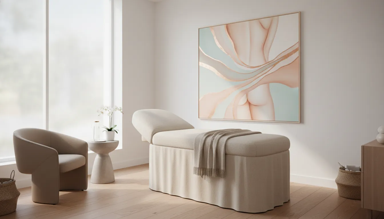 Modern med spa room for non-invasive cellulite reduction treatments