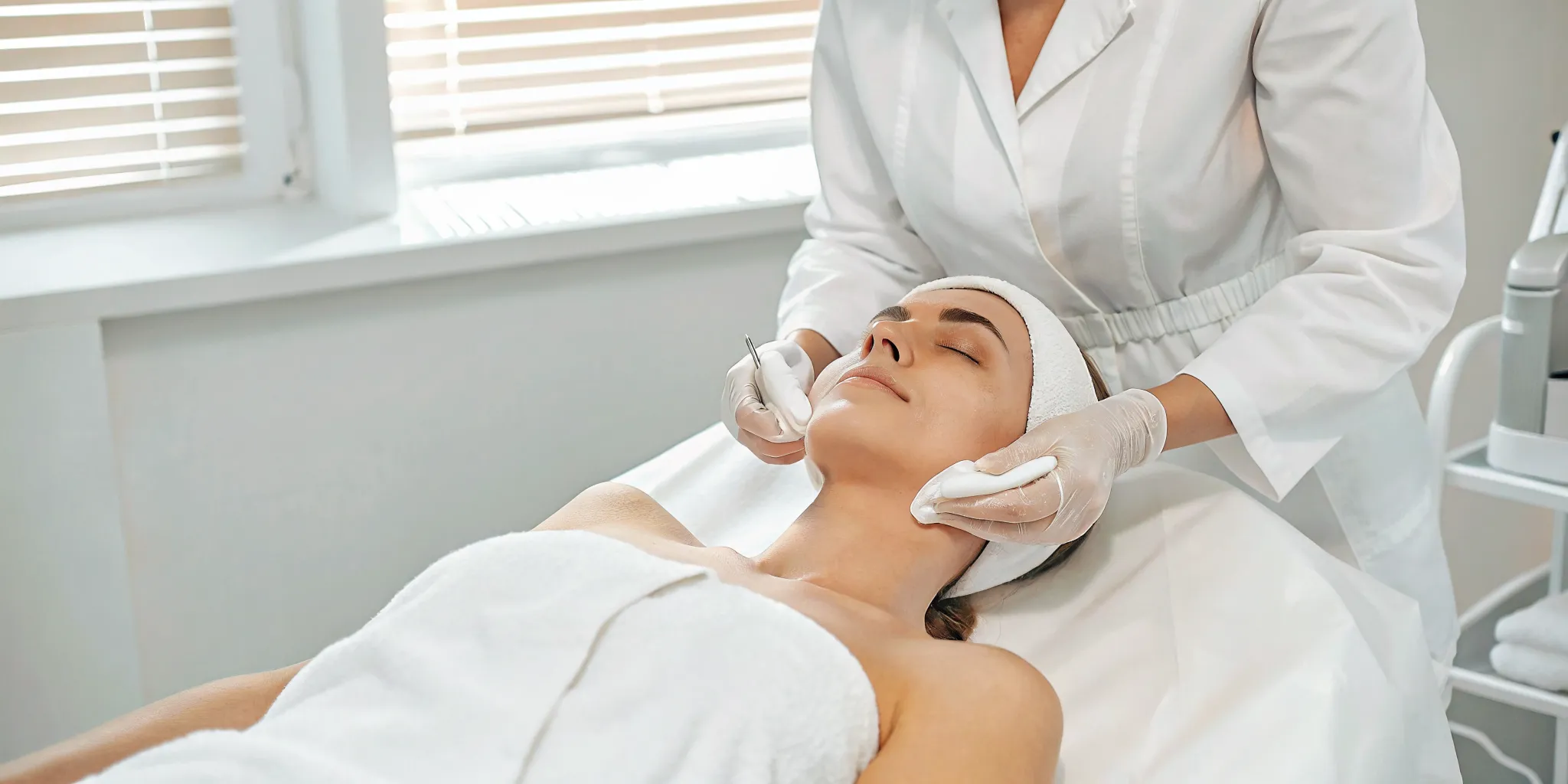 Client discussing non surgical skin tightening at a medical spa