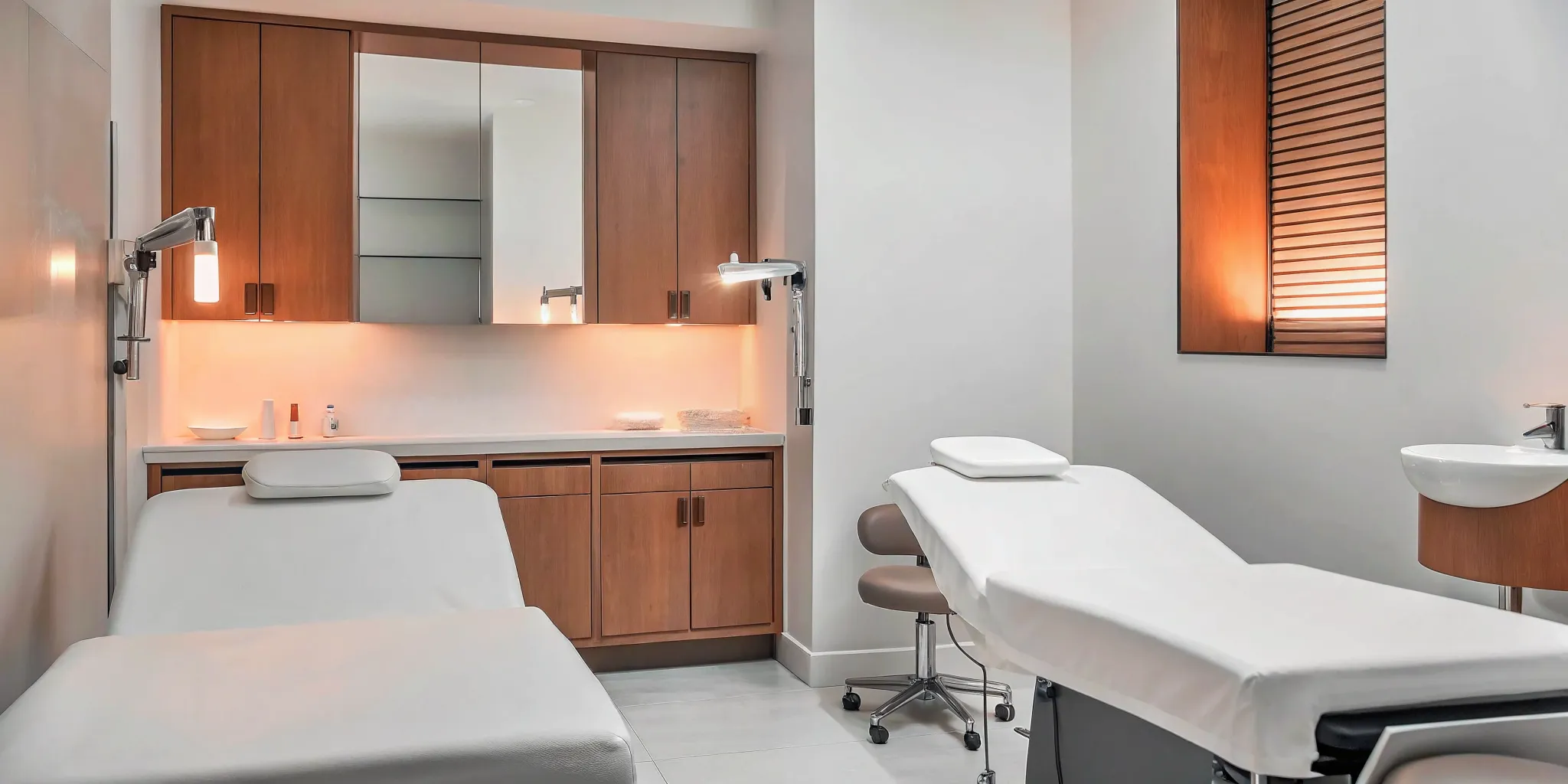 Luxury clinical treatment room with advanced aesthetic equipment and professional atmosphere