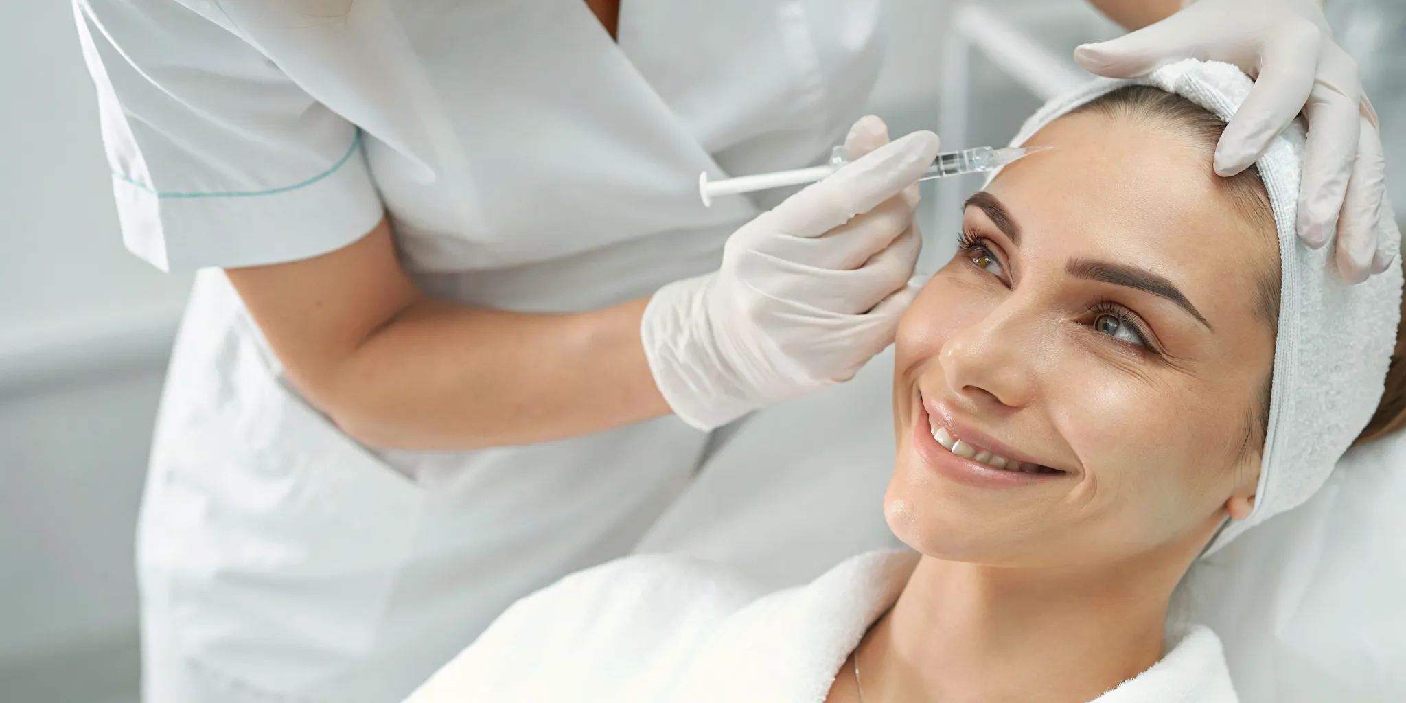 Dermal filler injection being administered in a Dallas med spa treatment room