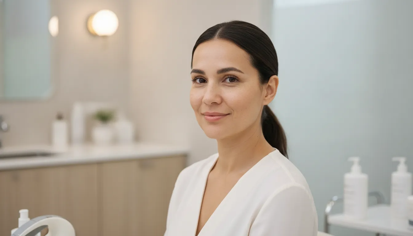 Woman discussing melasma treatment with a skincare professional