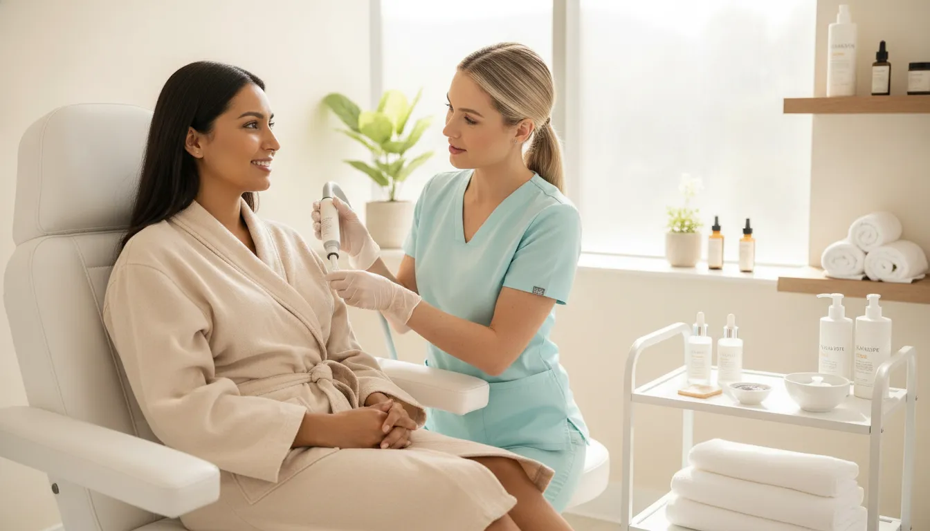 Skincare professional planning a skin rejuvenation treatment in Texas