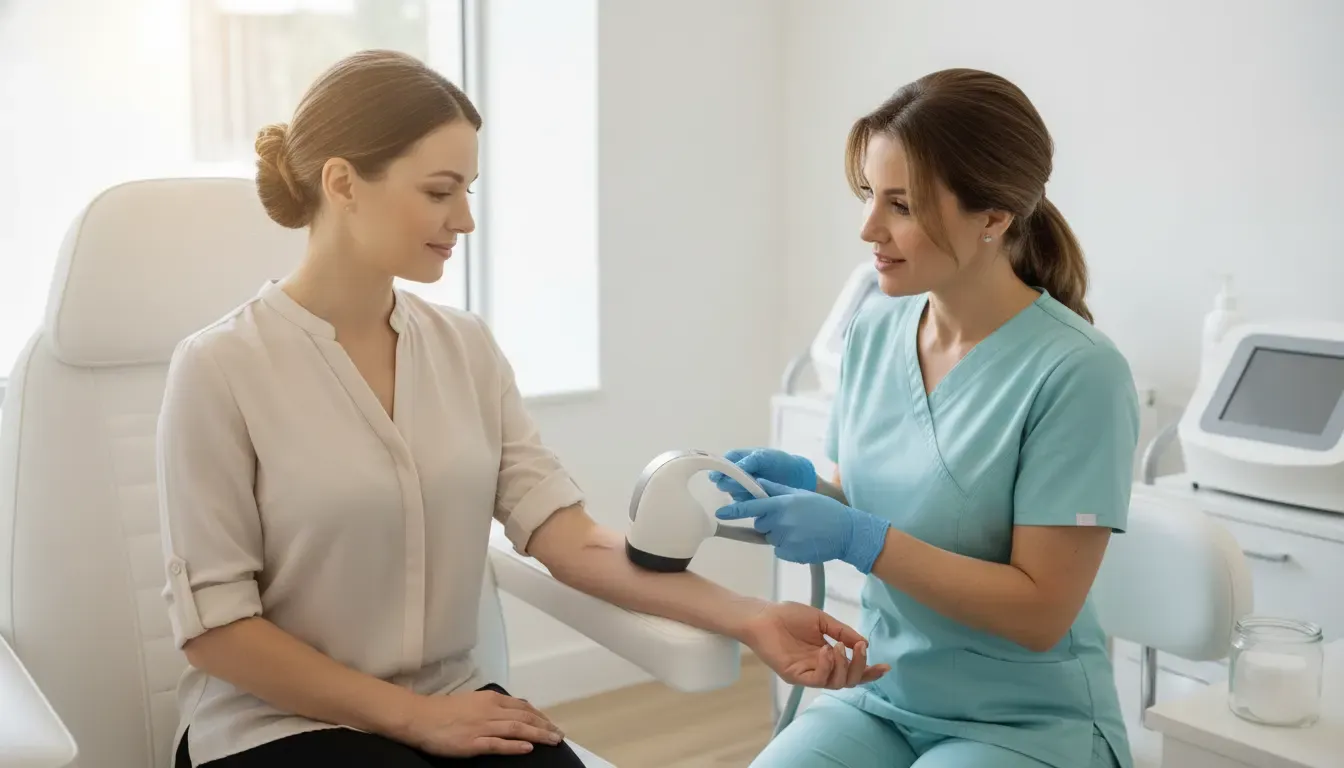 Scar treatment options consultation in a modern medical spa