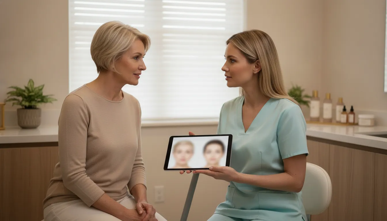 Patient discussing facial rejuvenation options with an aesthetic professional