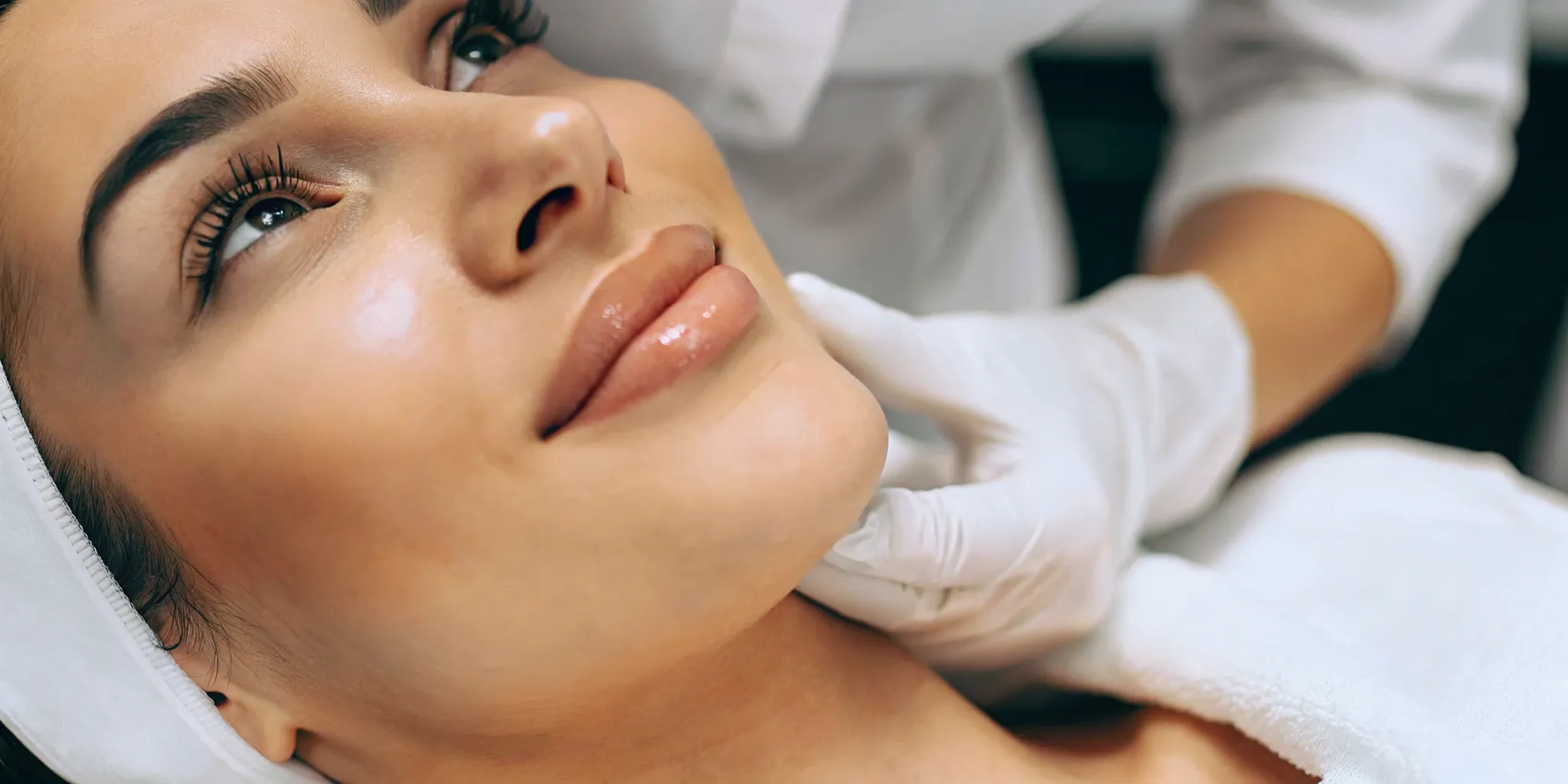 Close-up of upper lip laser hair removal.