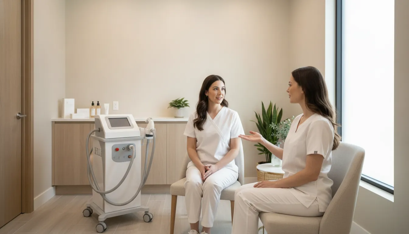 Patient consultation for laser hair removal in Texas
