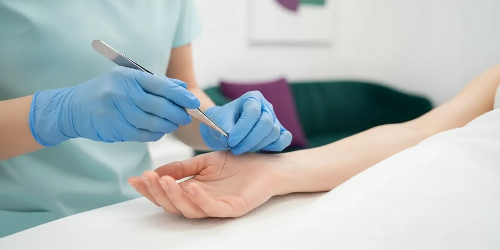 Close view of a hand during a professional laser hair removal consultation